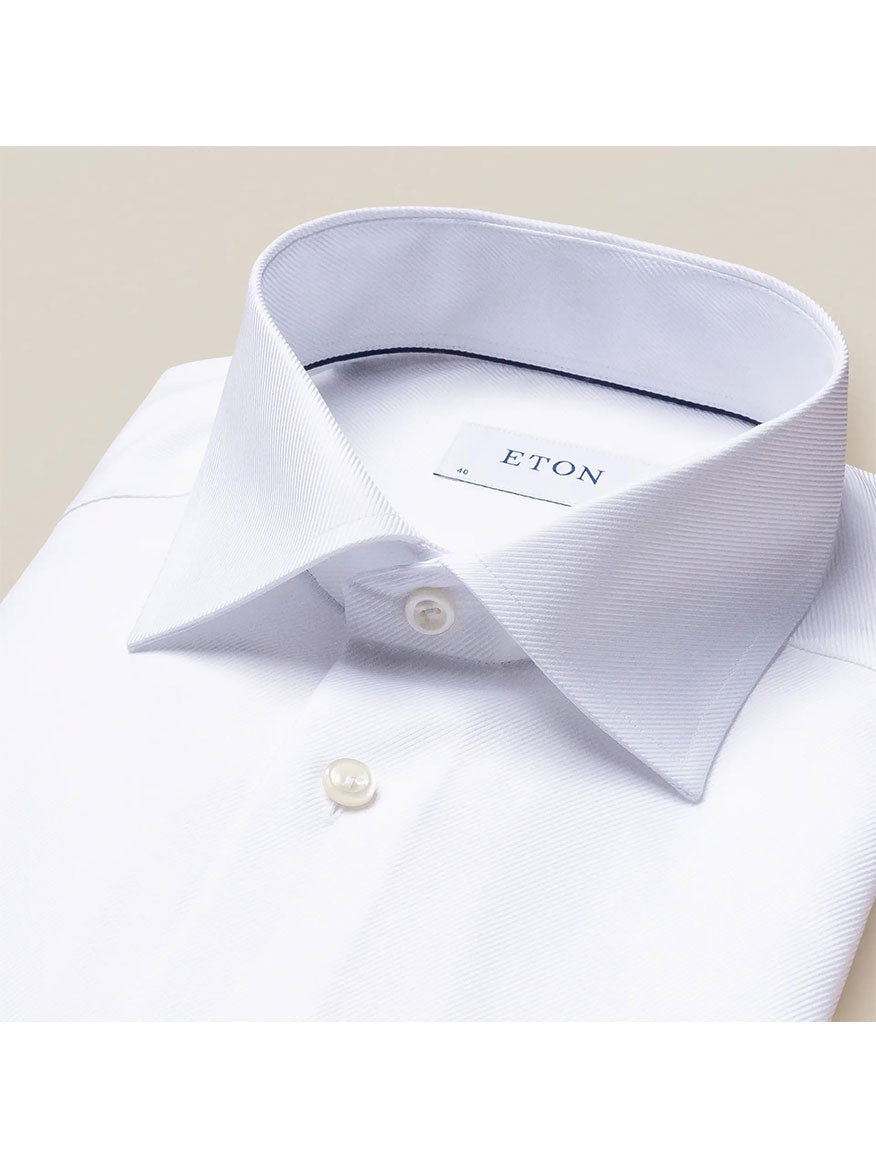 Eton Slim Fit White Textured Twill Dress Shirt