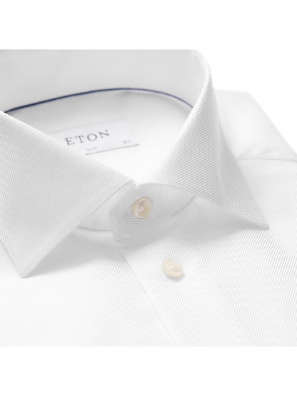 Eton Slim Fit White Twill French Cuff Dress Shirt