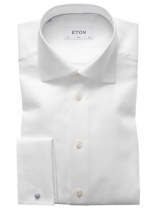 Eton Slim Fit White Twill French Cuff Dress Shirt