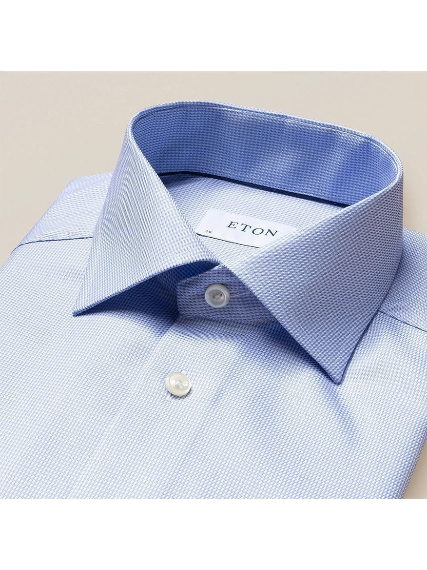 Eton Contemporary Fit Light Blue Patterned Twill Dress Shirt