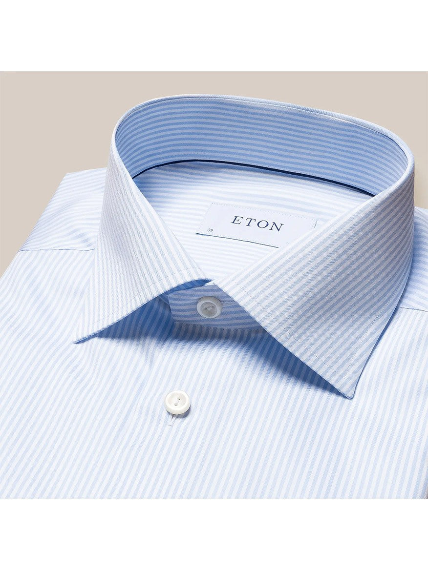 Eton Contemporary Fit Light Blue Bengal Stripe Dress Shirt Cutaway Collar