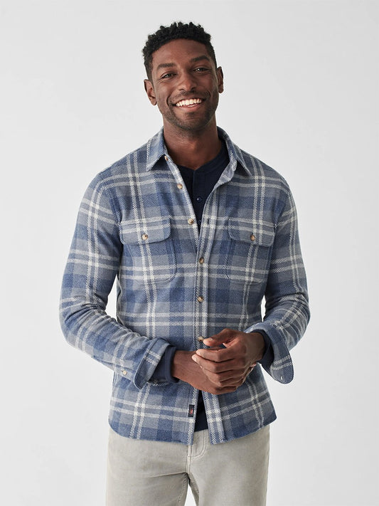 Faherty Brand Legend Sweater Shirt in Vintage Blue Plaid