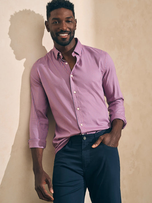 Faherty Brand Movement Shirt in Blue Rose Gingham