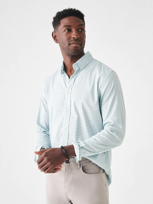 Faherty Brand Movement Shirt in Teal Gingham