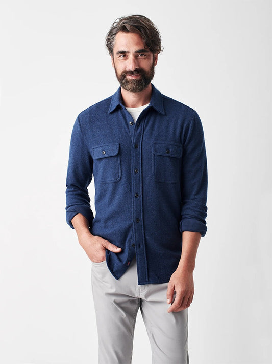 Faherty Brand Legend Sweater Shirt in Navy Twill