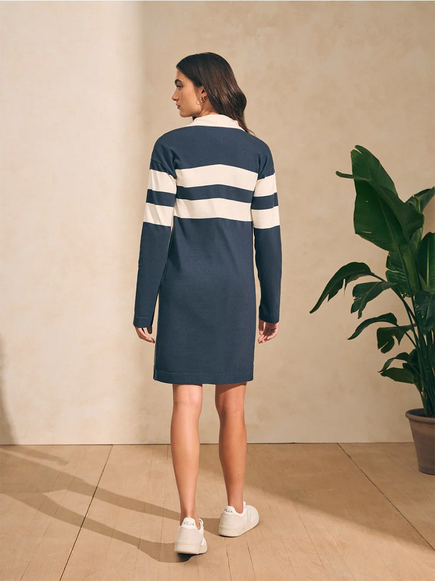 Faherty Brand Rugby Jersey Polo Dress in Open Stripe