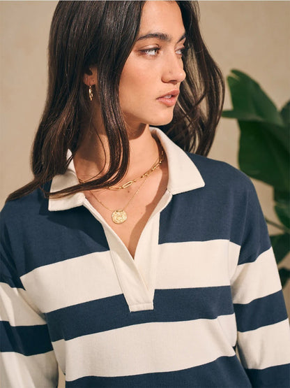 Faherty Brand Rugby Jersey Polo Dress in Open Stripe