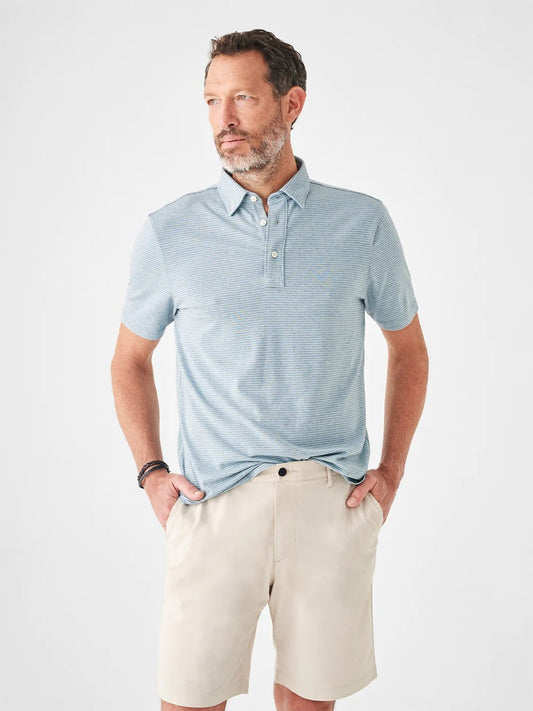 Faherty Brand Movement Short-Sleeve Polo in Tidal Reef Stripe