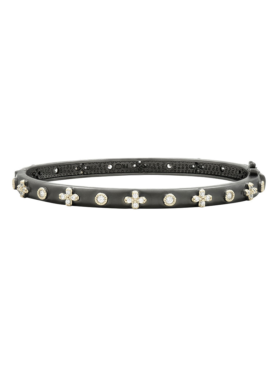 Freida Rothman Clover Hinge Bracelet in Black/Silver