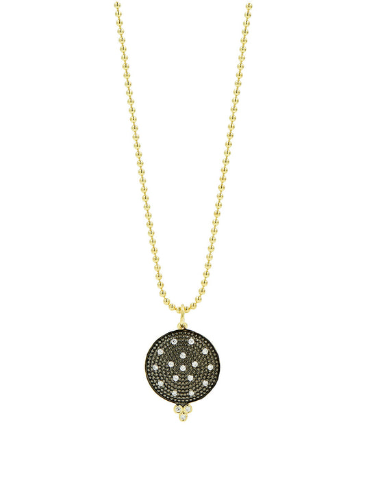Freida Rothman Pavé Disc Pendant Necklace in Gold & Black