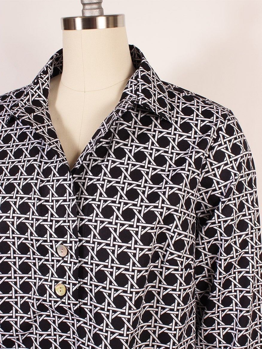 Hinson Wu Aileen Lattice Button Back Dress in Black/White