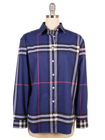 Hinson Wu Halsey Oversized Plaid Top in Sapphire Multi
