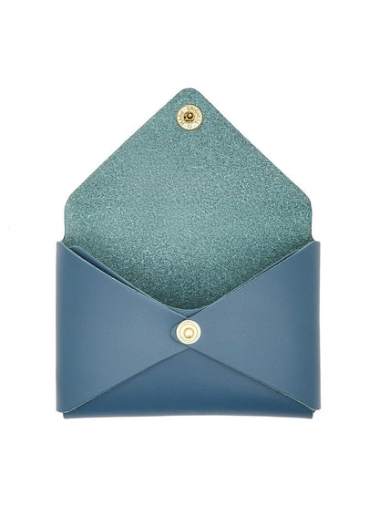 Il Bisonte Sovana Card Case in Blue Denim Cowhide Leather