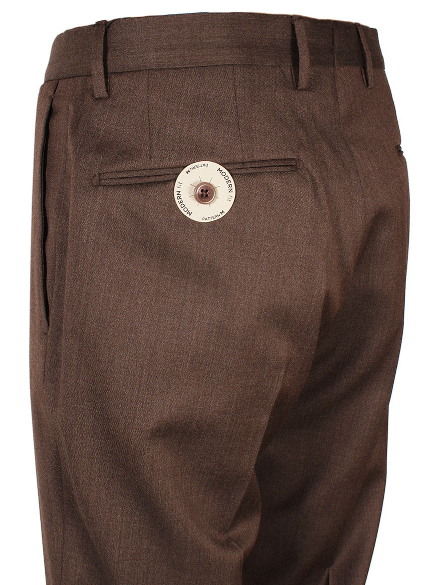 An Incotex Matty 4-Season Trouser in Brown made of wool with a button on the back.