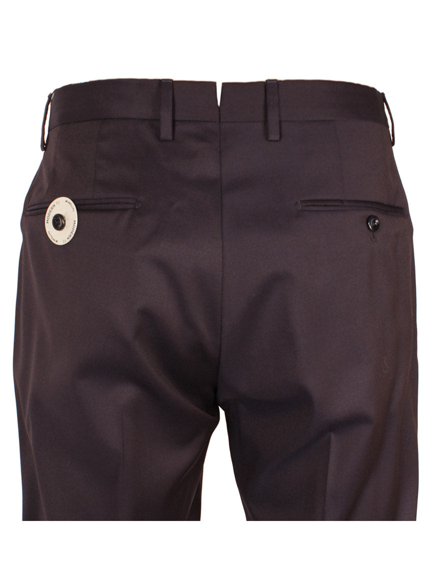 The back view of a men's Incotex Matty 4-Season Trouser in Navy with an unfinished hem.