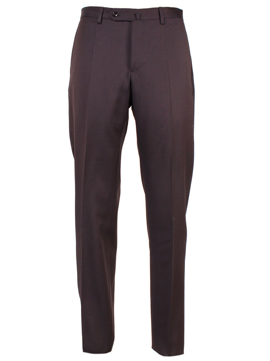 An Incotex Matty 4-Season Trouser in Navy on a white background made of wool trousers with an unfinished hem.