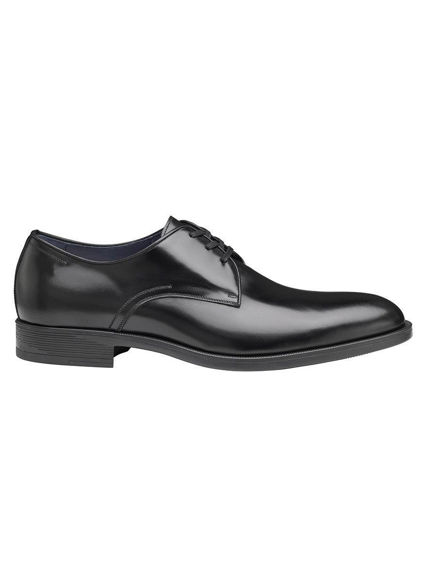 J & M Collection Flynch Plain Toe in Black Italian Calfskin men's shoes on a white background.