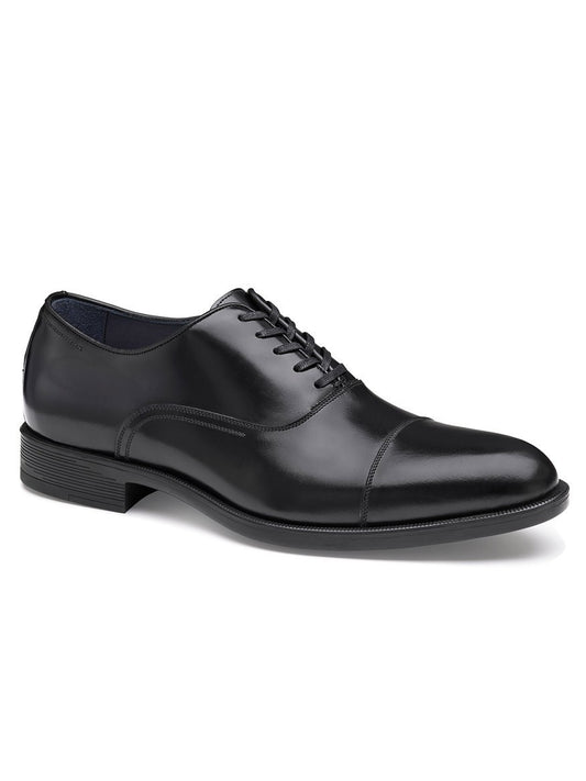 J & M Collection Flynch Cap Toe men's black Italian calfskin leather derby shoes, handcrafted in Italy.