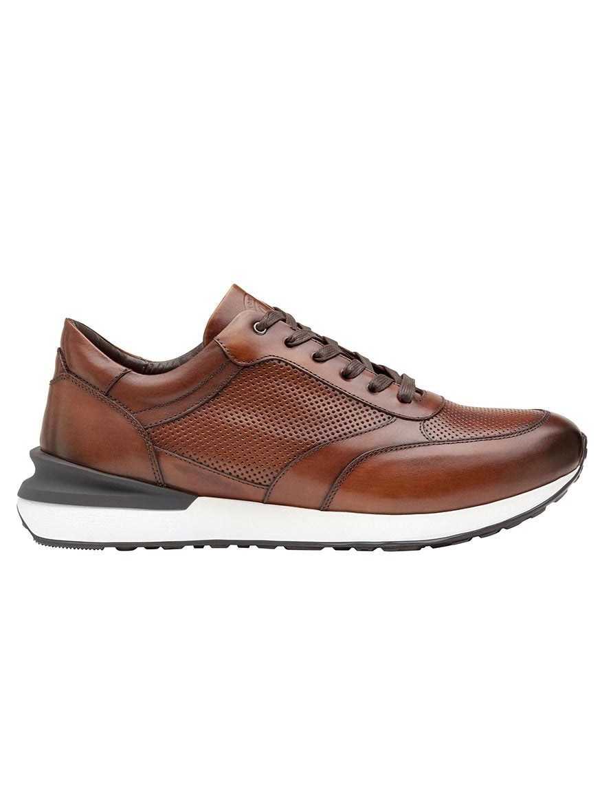 A comfortable J & M Collection Briggs Jogger in Brown Italian Calfskin handcrafted in Italy.