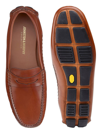 A pair of J & M Collection Dayton Penny in Cognac Italian Calfskin.