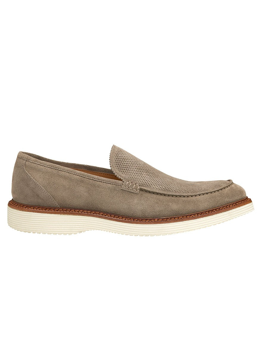 J & M Collection Jameson Perfed Venetian in Taupe Italian Suede