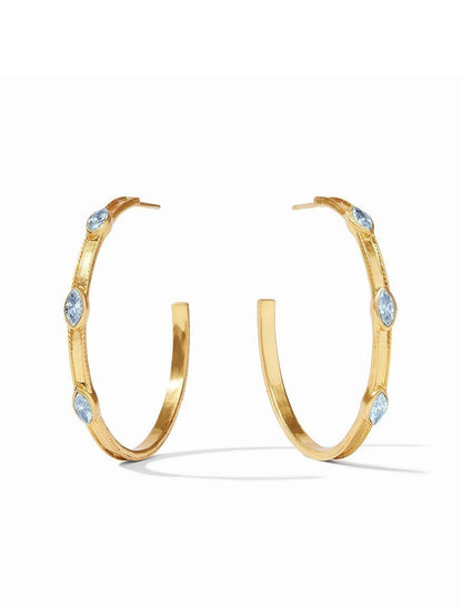 Julie Vos Monaco Hoop Earrings in Iridescent Chalcedony Blue - Large