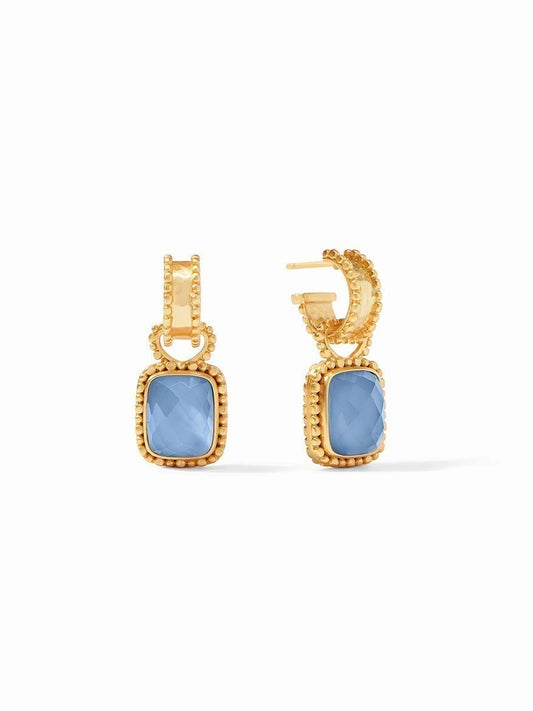 Julie Vos Marbella Hoop & Charm Earring in Iridescent Chalcedony Blue