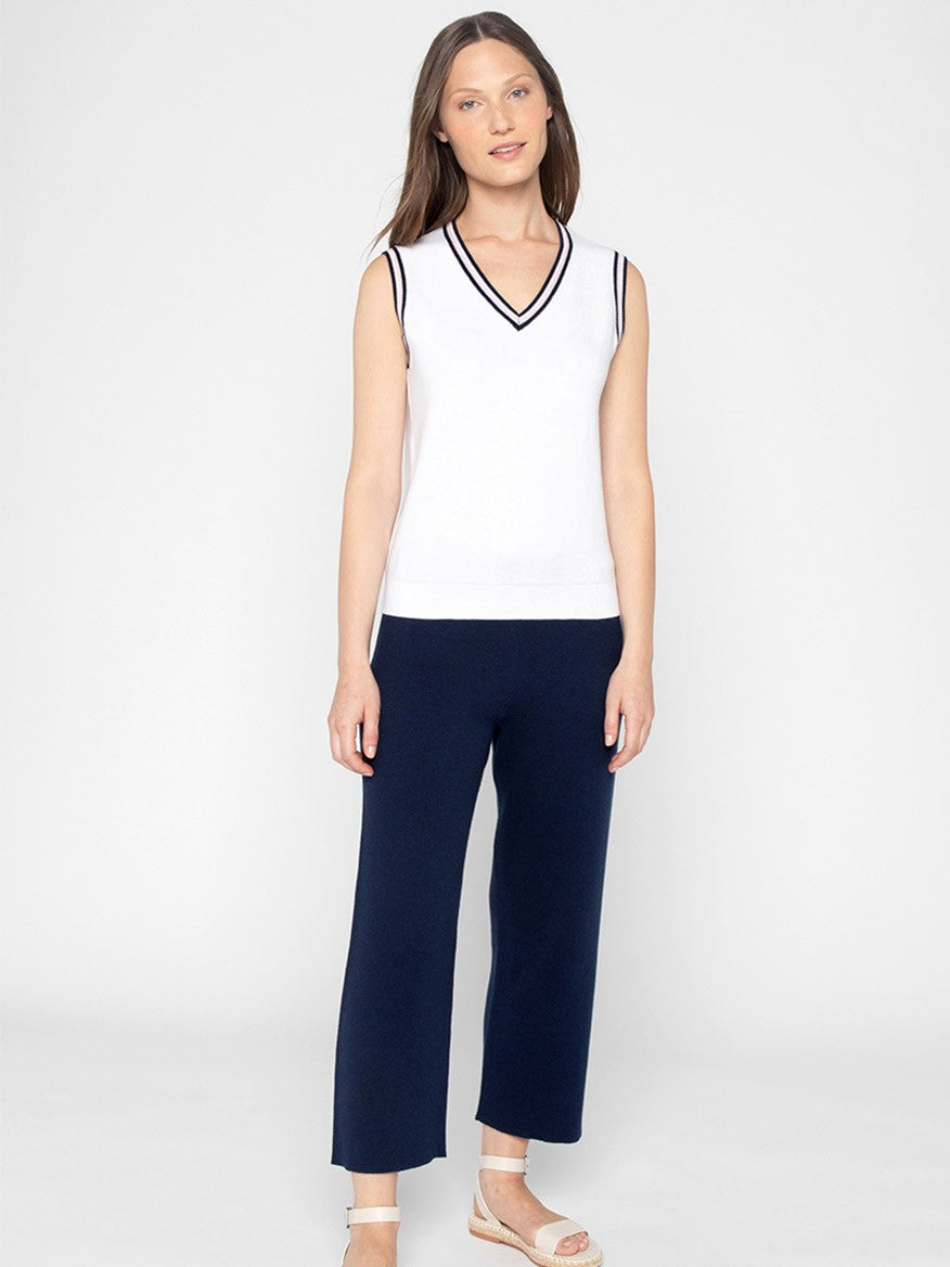 Kinross Crop Double Knit Pant in Navy