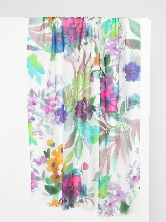 Kinross Gustavia Floral Print Scarf in Multi