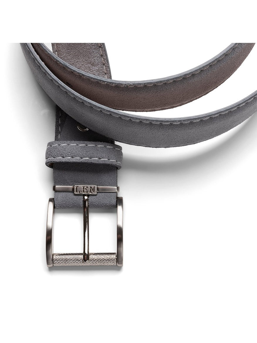 LEN Belts Italian Suede in Charcoal with Grey Stitch