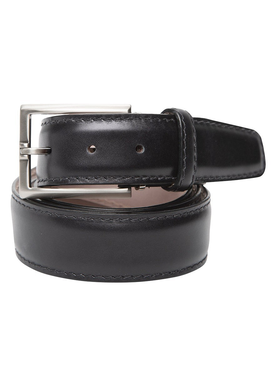 LEN Belts Italian Marbled Calf Belt in Black with Tonal Stitch
