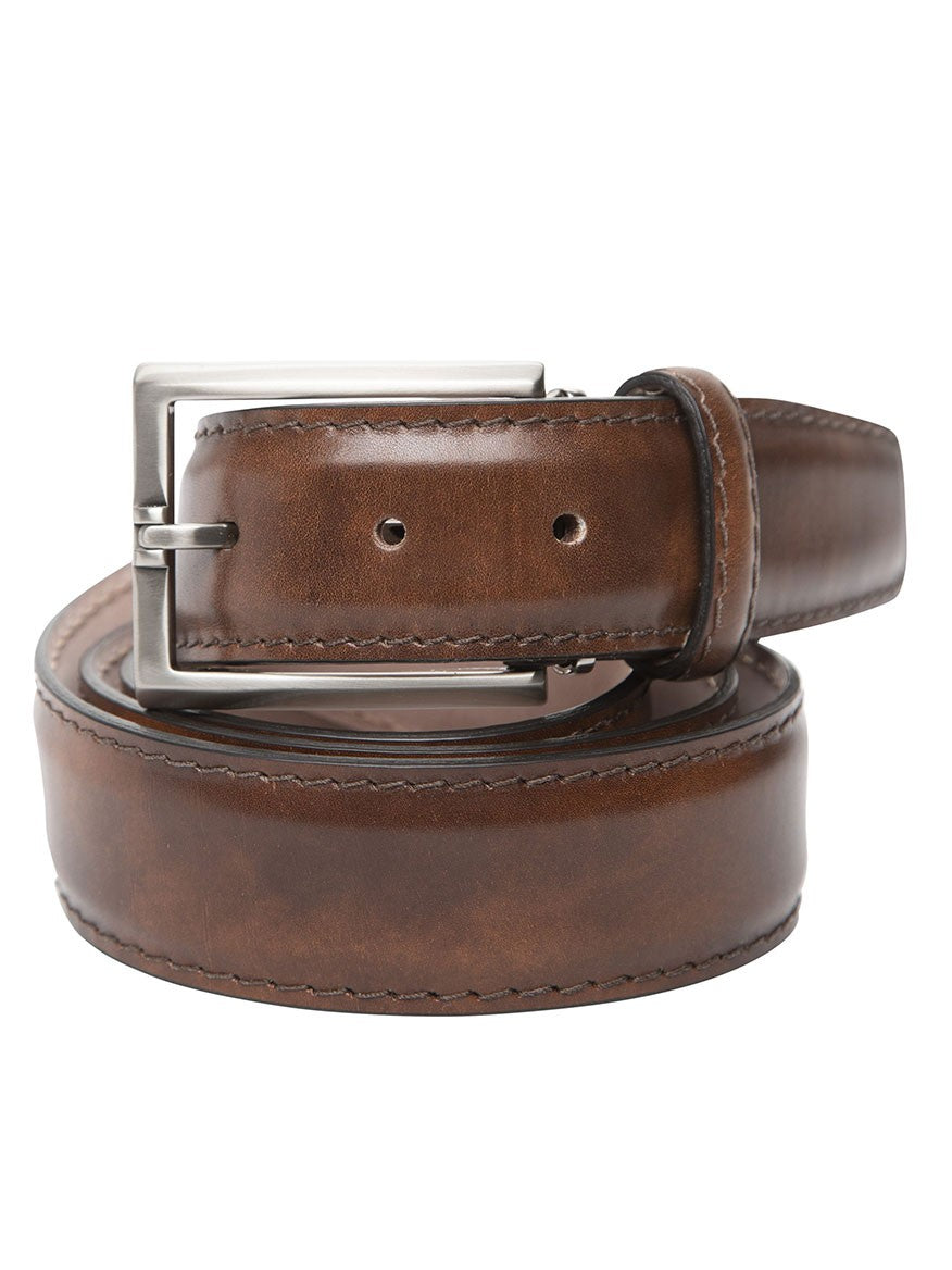 LEN Belts Italian Marbled Calf Belt in Pecan with Tonal Stitching