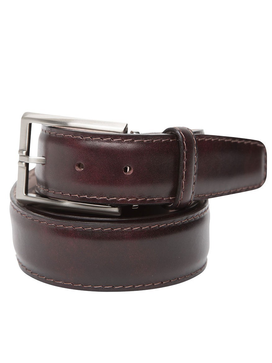 LEN Belts Italian Marbled Calf Belt in Plum with Tonal Stitching