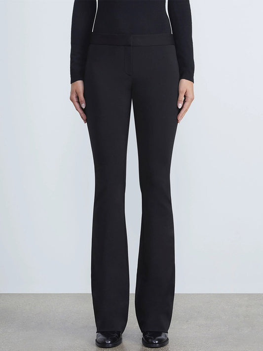 Lafayette 148 New York Compact Stretch Viscose Waldorf Flared Pant in Black