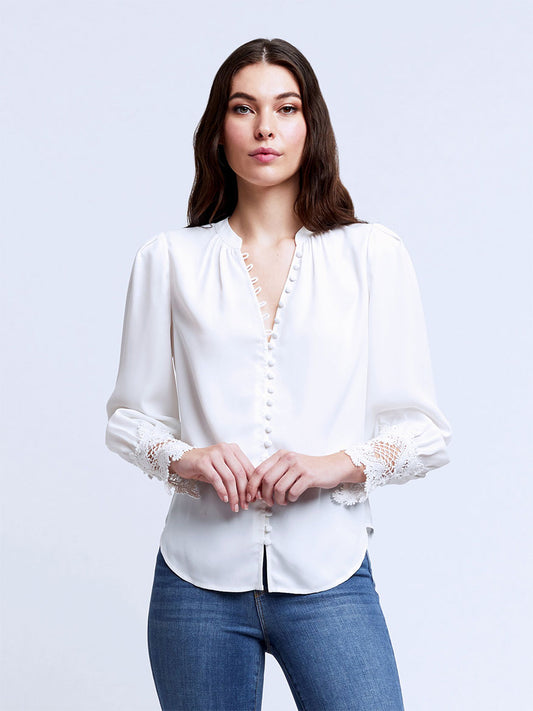 L'Agence Ava Blouse in Ivory