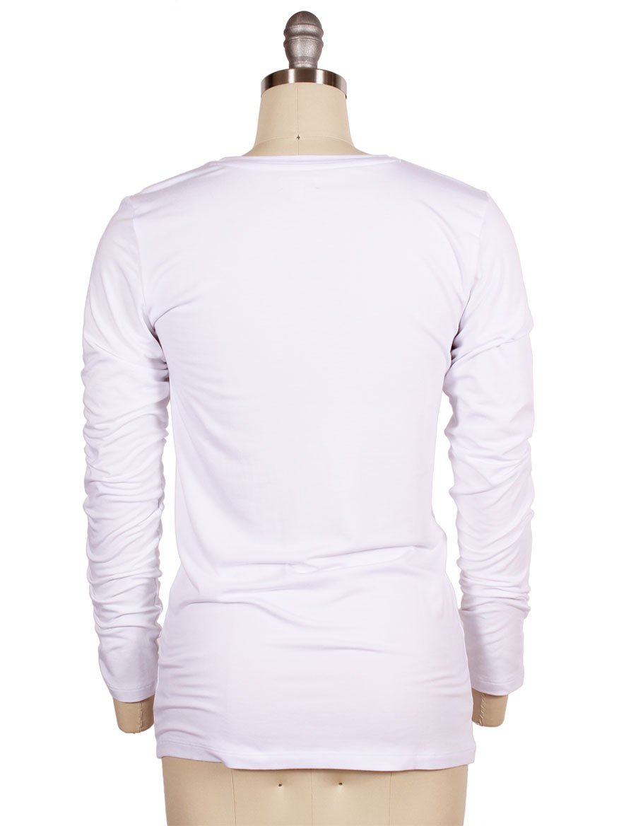 A L'Agence Tess Long Sleeve Crew in White displayed on a mannequin viewed from the back.