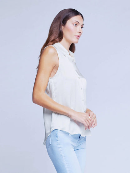 L'Agence Emmy Sleeveless Blouse in Ivory
