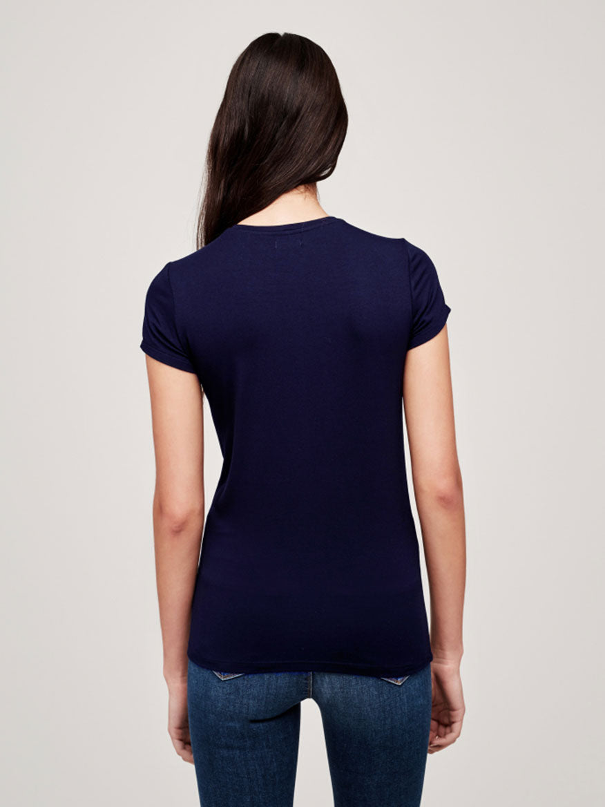 L'Agence Ressi Short Sleeve Crew in Navy