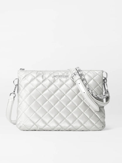 MZ Wallace Large Crosby Pippa in Oyster Metallic Oxford