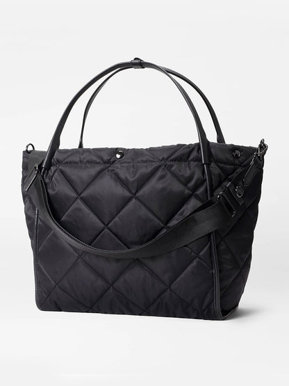 MZ Wallace Quilted Large Madison Shopper in Black Bedford