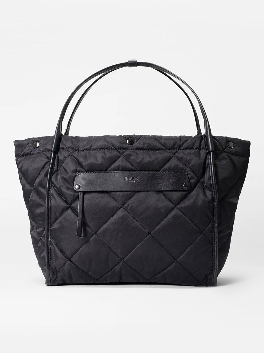 MZ Wallace Quilted Large Madison Shopper in Black Bedford