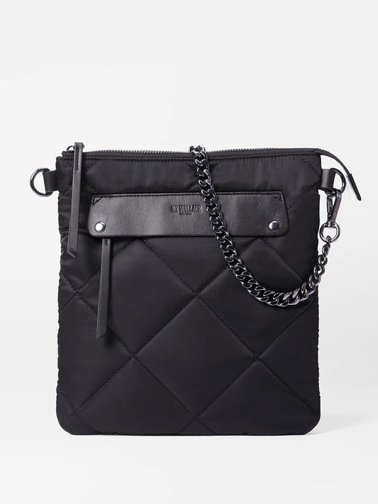 MZ Wallace Quilted Madison Flat Crossbody in Black Bedford