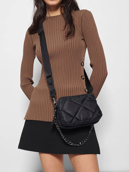 MZ Wallace Quilted Small Bowery Crossbody in Black Oxford