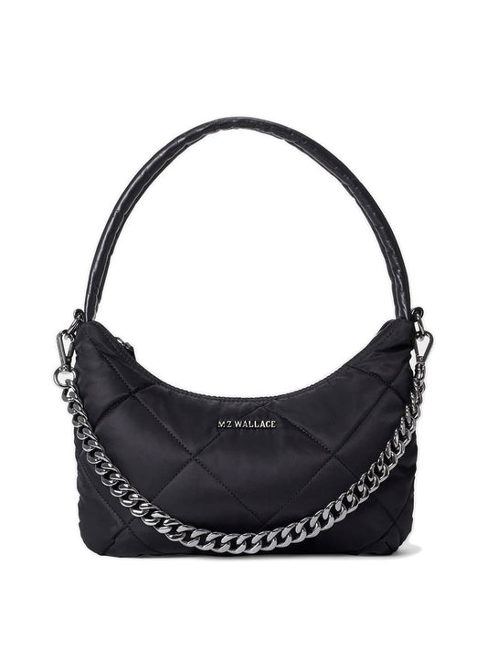 MZ Wallace Quilted Small Bowery Shoulder Bag in Black Bedford