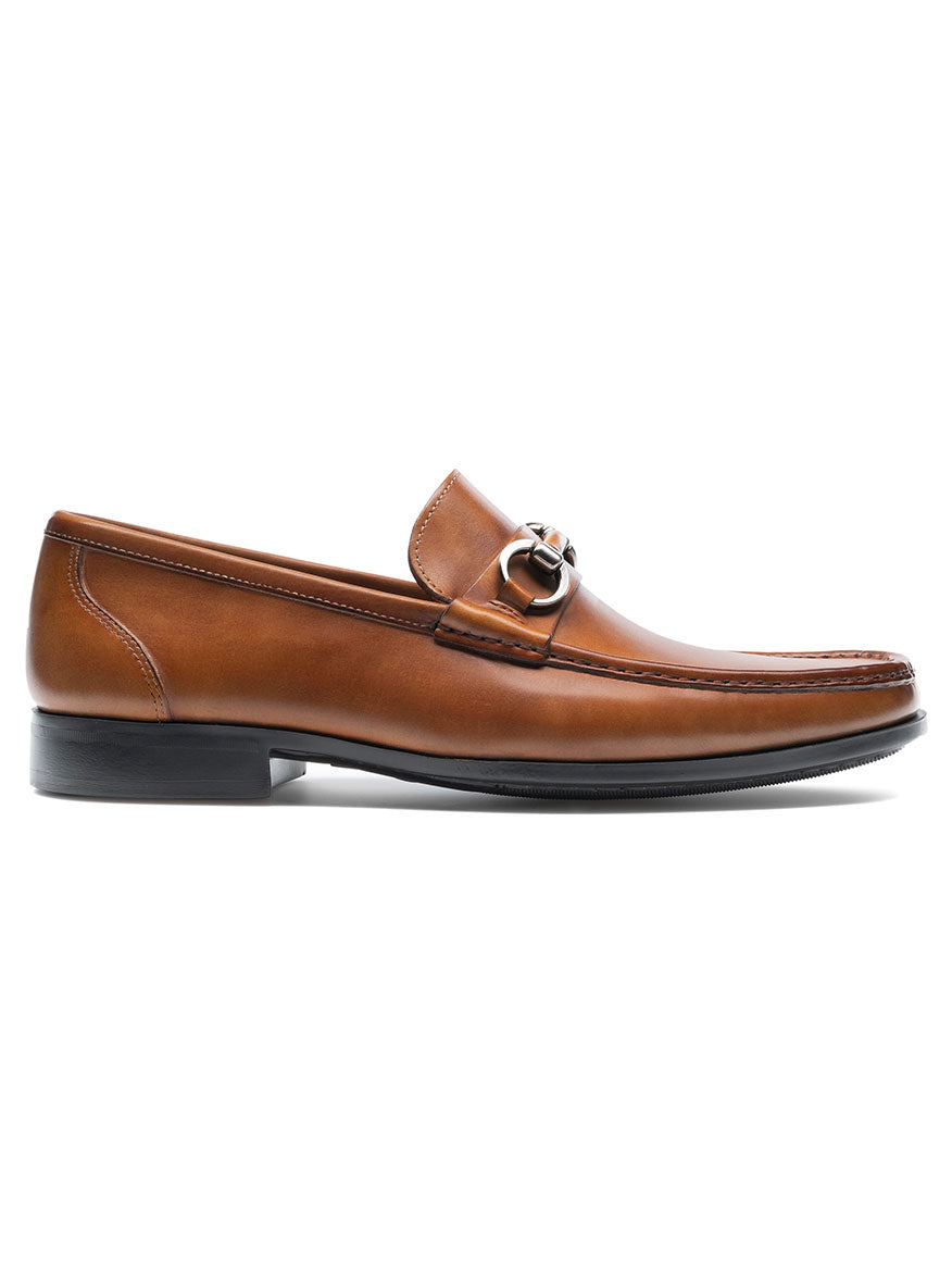 A tan Magnanni Blas II in Tabaco bit loafer with a metal buckle.