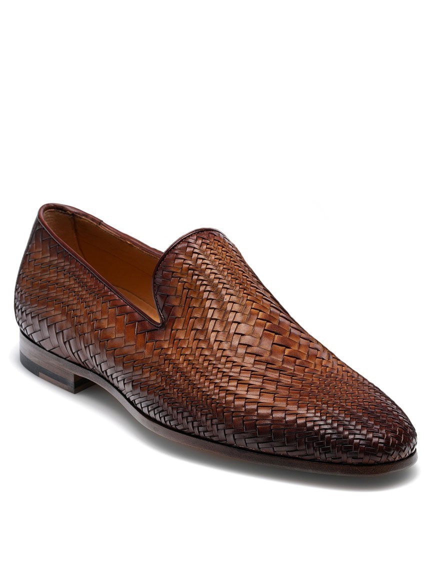 A hand-woven brown loafer from Magnanni's Herrera in Cuero Collection.