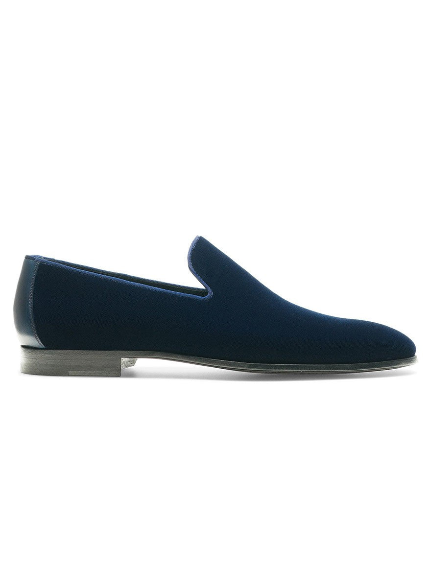 Men's Magnanni Jareth in Navy Velvet slipper loafer shoes.