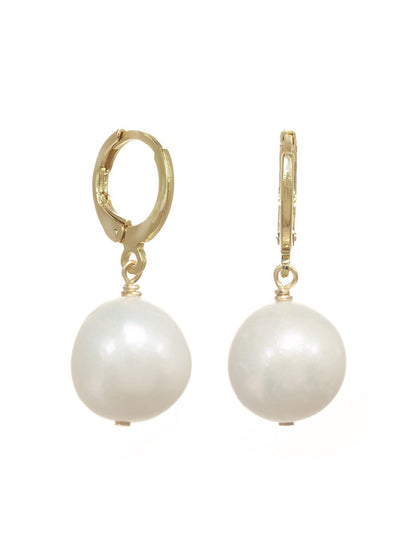 Margo Morrison Small White Baroque Pearl Earrings