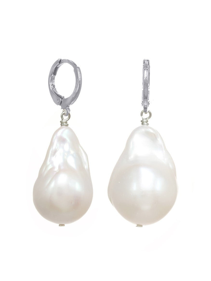 Margo Morrison Fifth Avenue White Baroque Pearl Earrings