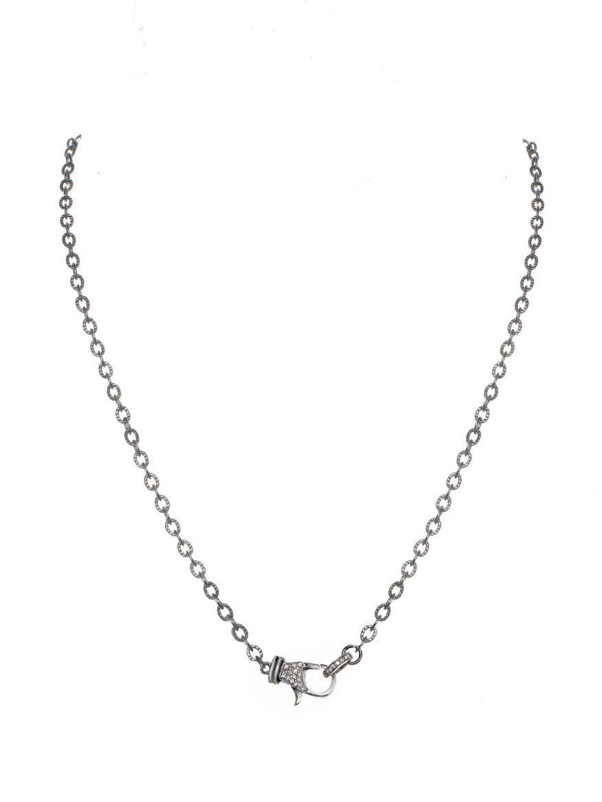 Margo Morrison Rhodium Chain with Diamond Clasp necklace featuring a lobster clasp closure on a white background.